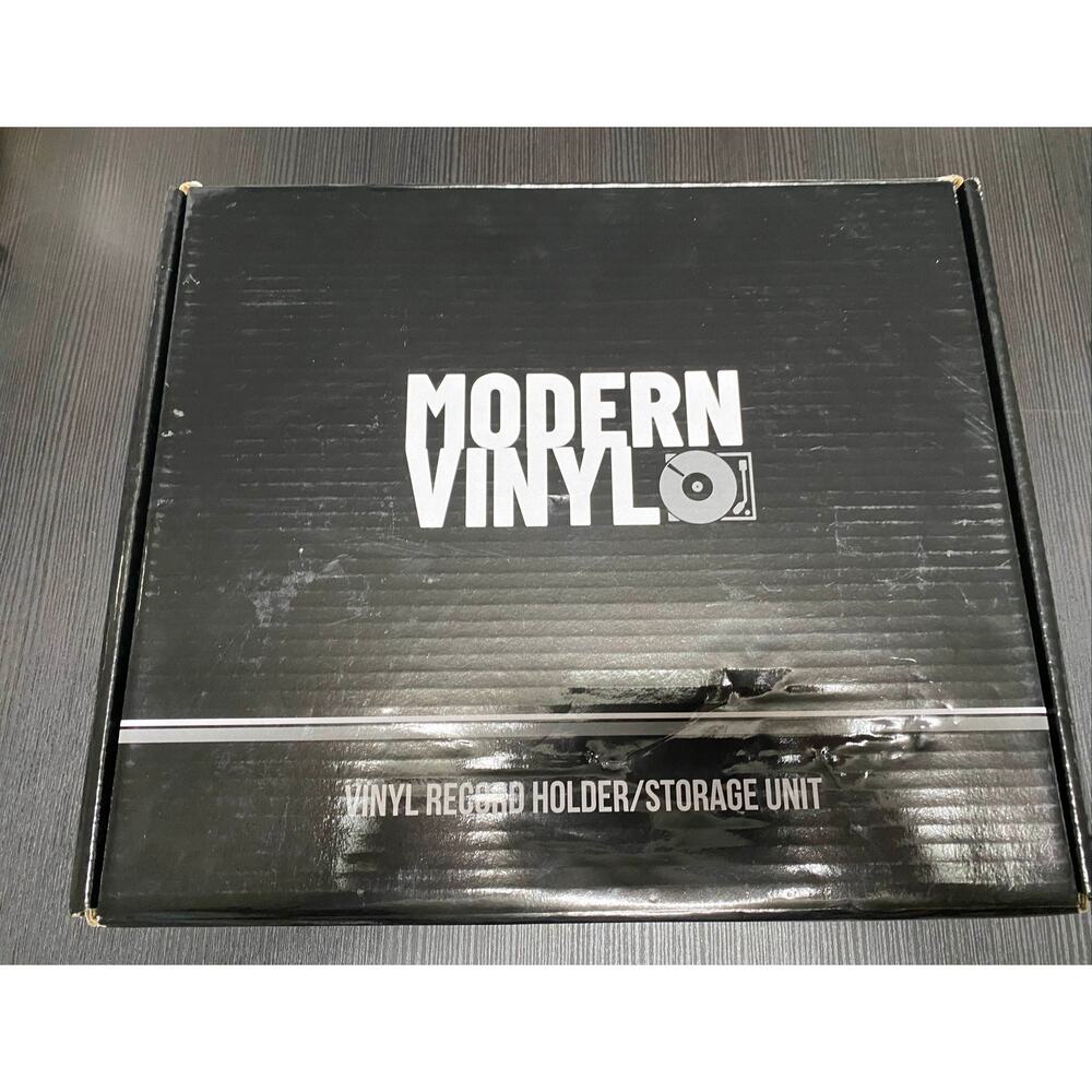Modern Vinyl Record Holder/Storage Unit (Black, Metal, Protective Padding)